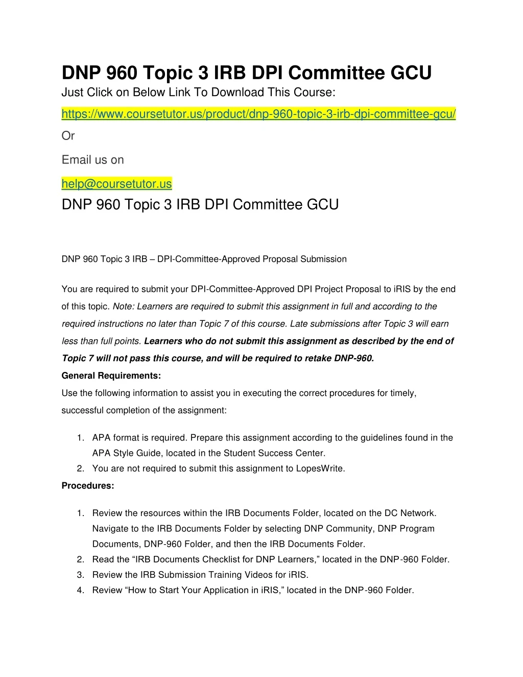 dnp 960 topic 3 irb dpi committee gcu just click
