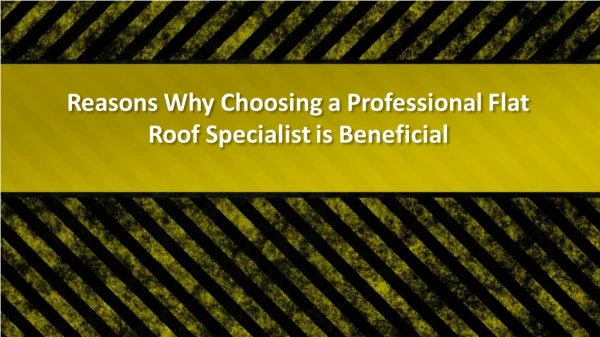 Why Choosing a Professional Flat Roof Specialist is Beneficial?