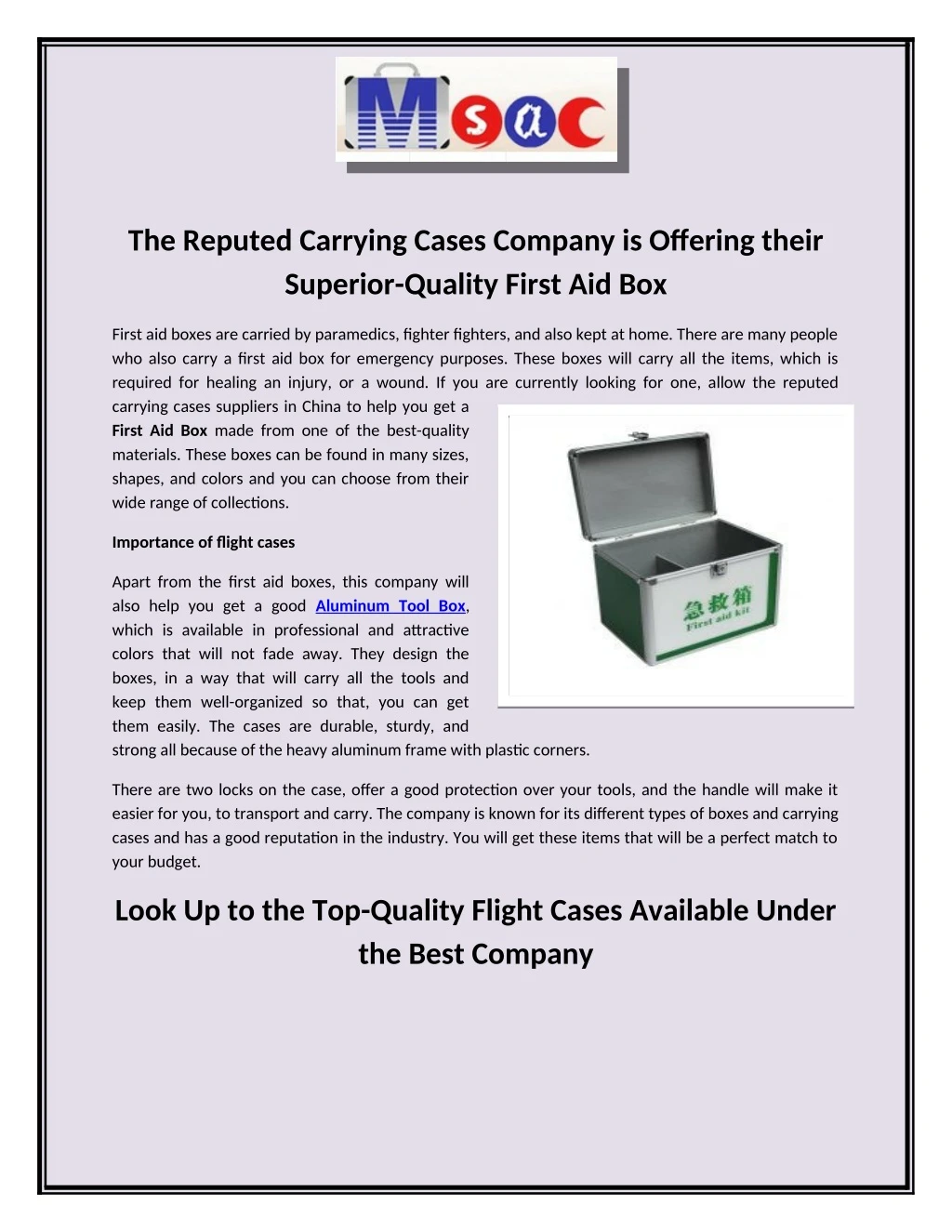 the reputed carrying cases company is offering