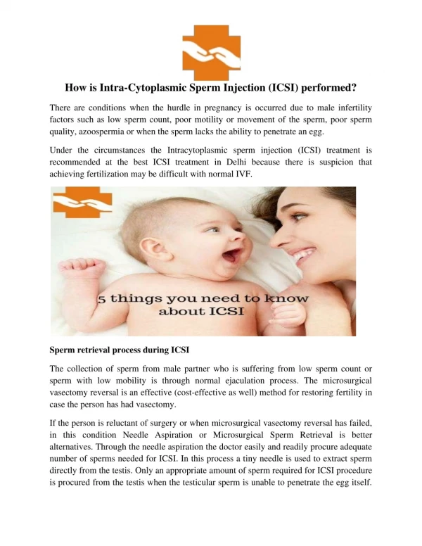 How is Intra-Cytoplasmic Sperm Injection (ICSI) performed?