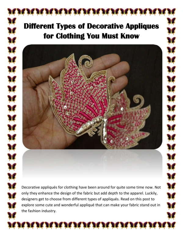 Different Types of Decorative Appliques for Clothing You Must Know