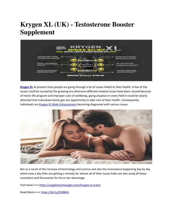 Krygen XL (UK) - Testosterone Booster Supplement