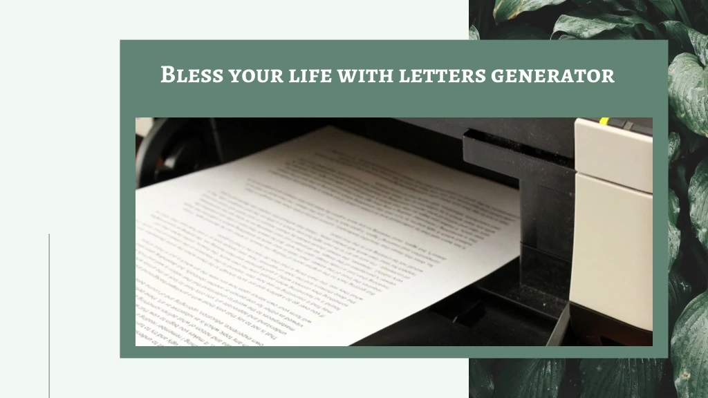 bless your life with letters generator
