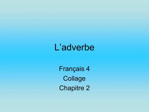 L adverbe