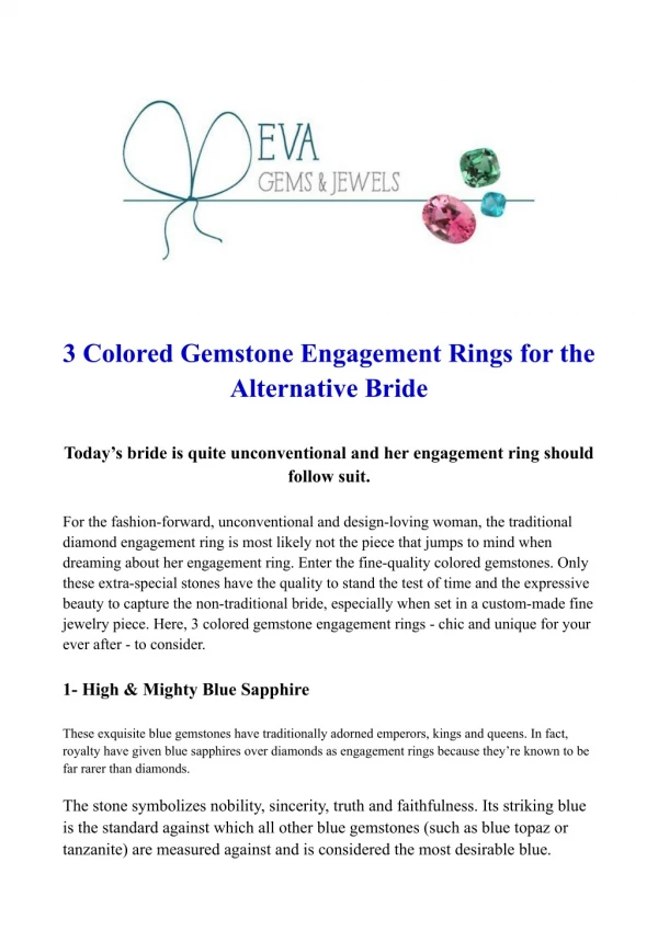 3 Colored Gemstone Engagement Rings for the Alternative Bride