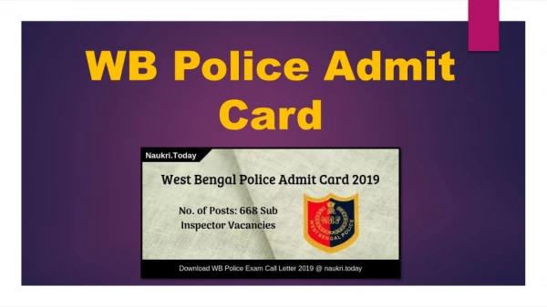 WB Police Admit Card 2019 Download Police Sub Inspector Exam Date