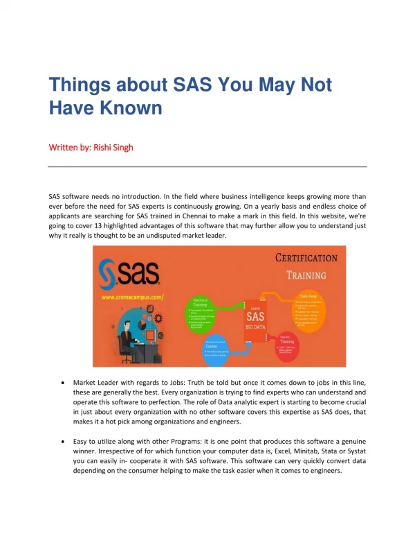Things about SAS You May Not Have Known | SAS Online Training