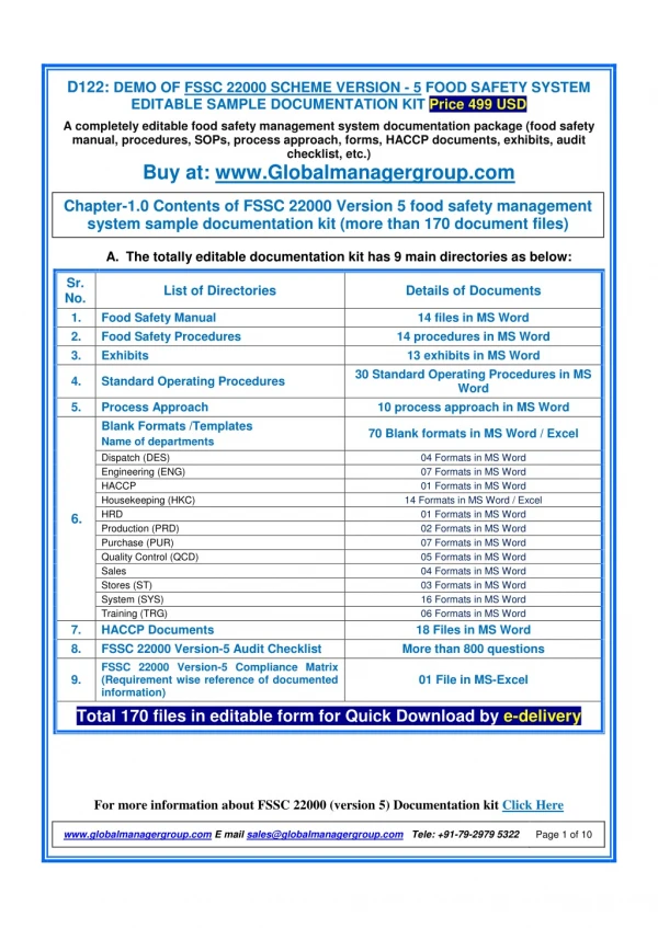 FSSC 22000 (V-5) Documents Requirements