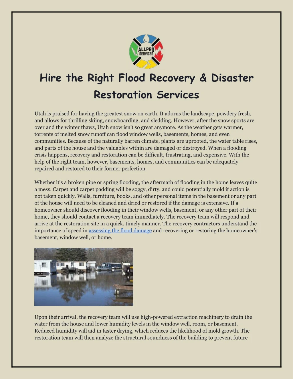 hire the right flood recovery disaster