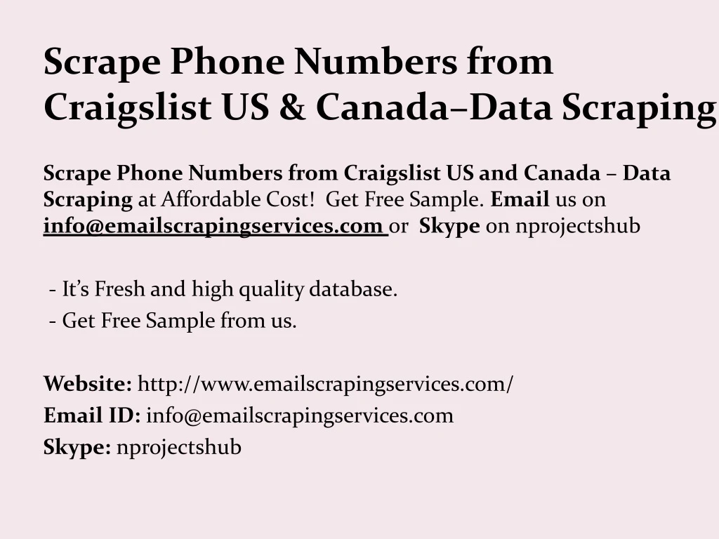 scrape phone numbers from craigslist us canada data scraping