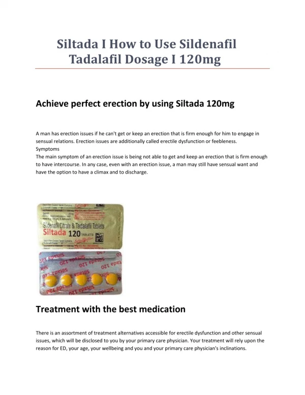 Siltada I How to Use Sildenafil I Tadalafil Dosage