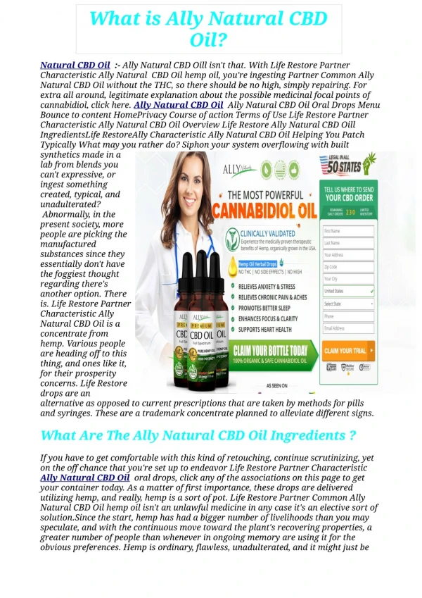 Ally Natural CBD Oil More Important tips Read & Buy ?