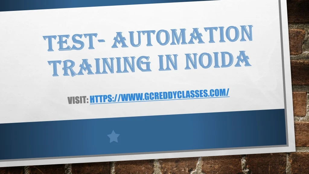 test automation training in noida