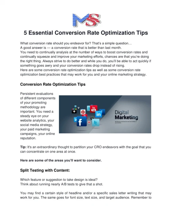 5 Essential Conversion Rate Optimization Tips - Mackerel Solutions