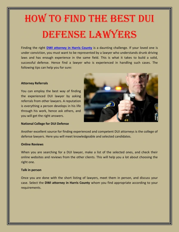 How To Find The Best DUI Defense Lawyers
