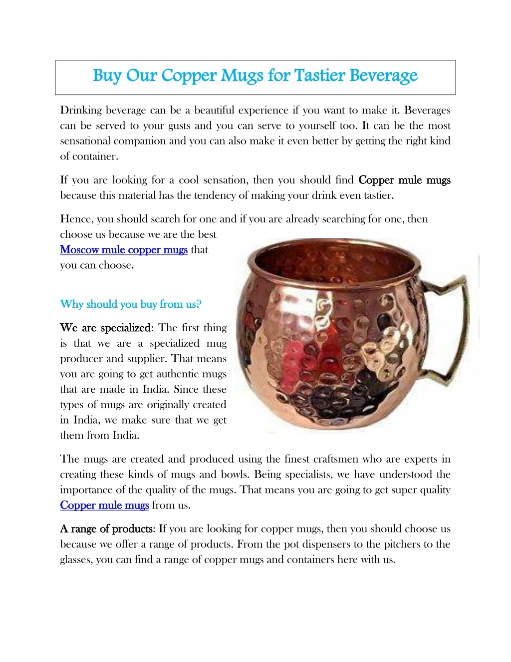 buy our copper mugs