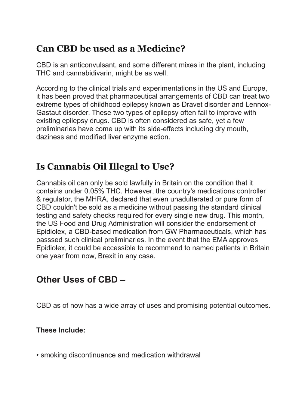 can cbd be used as a medicine