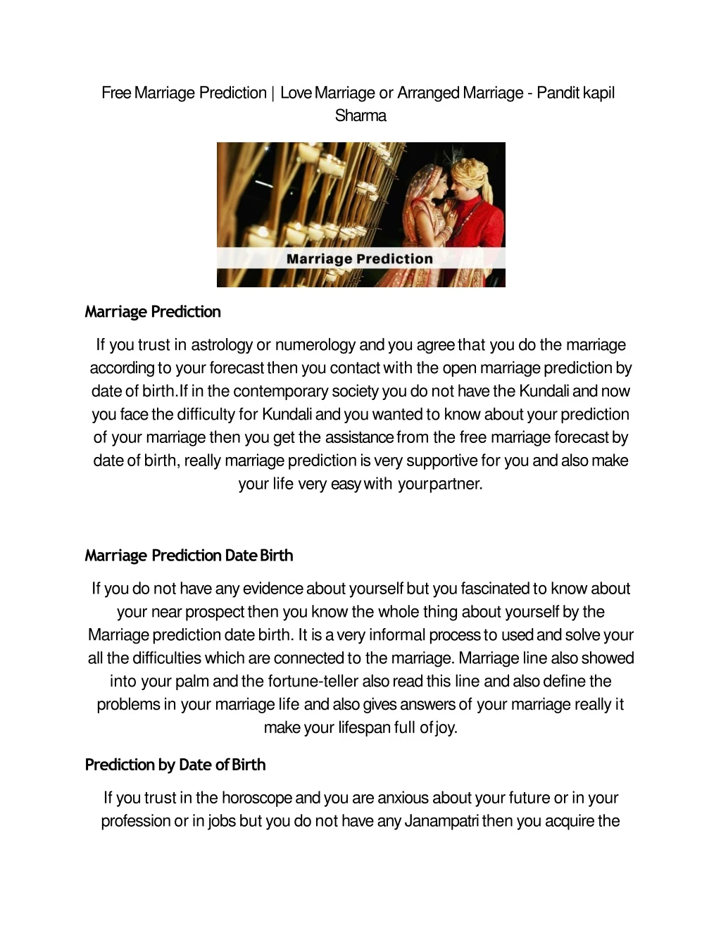 free marriage prediction love marriage