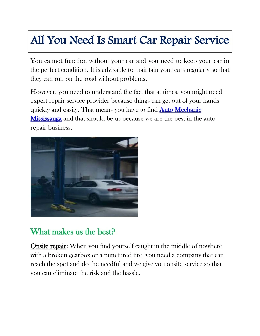 all you need is smart car repair service