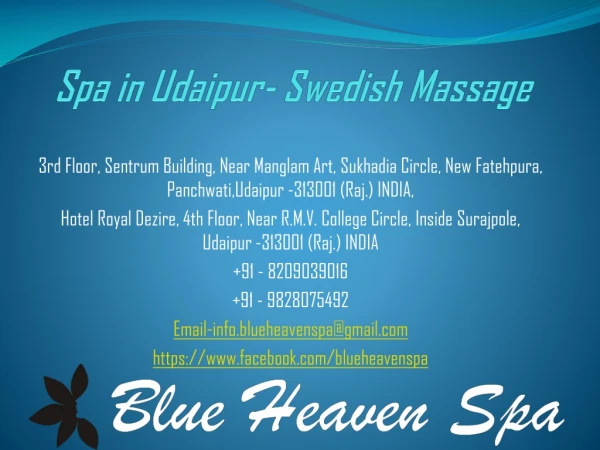 Spa in Udaipur- Swedish Massage