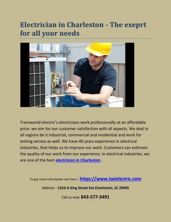 Electrician in Charleston - The exeprt for all your needs