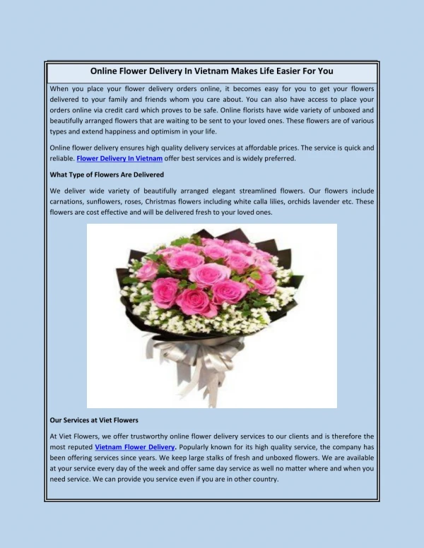 Online Flower Delivery In Vietnam Makes Life Easier For You
