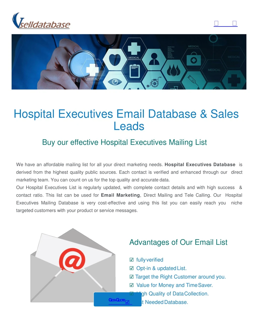 hospital executives email database sales leads