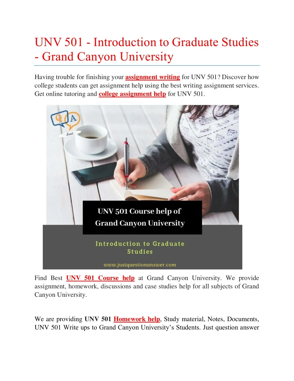 unv 501 introduction to graduate studies grand