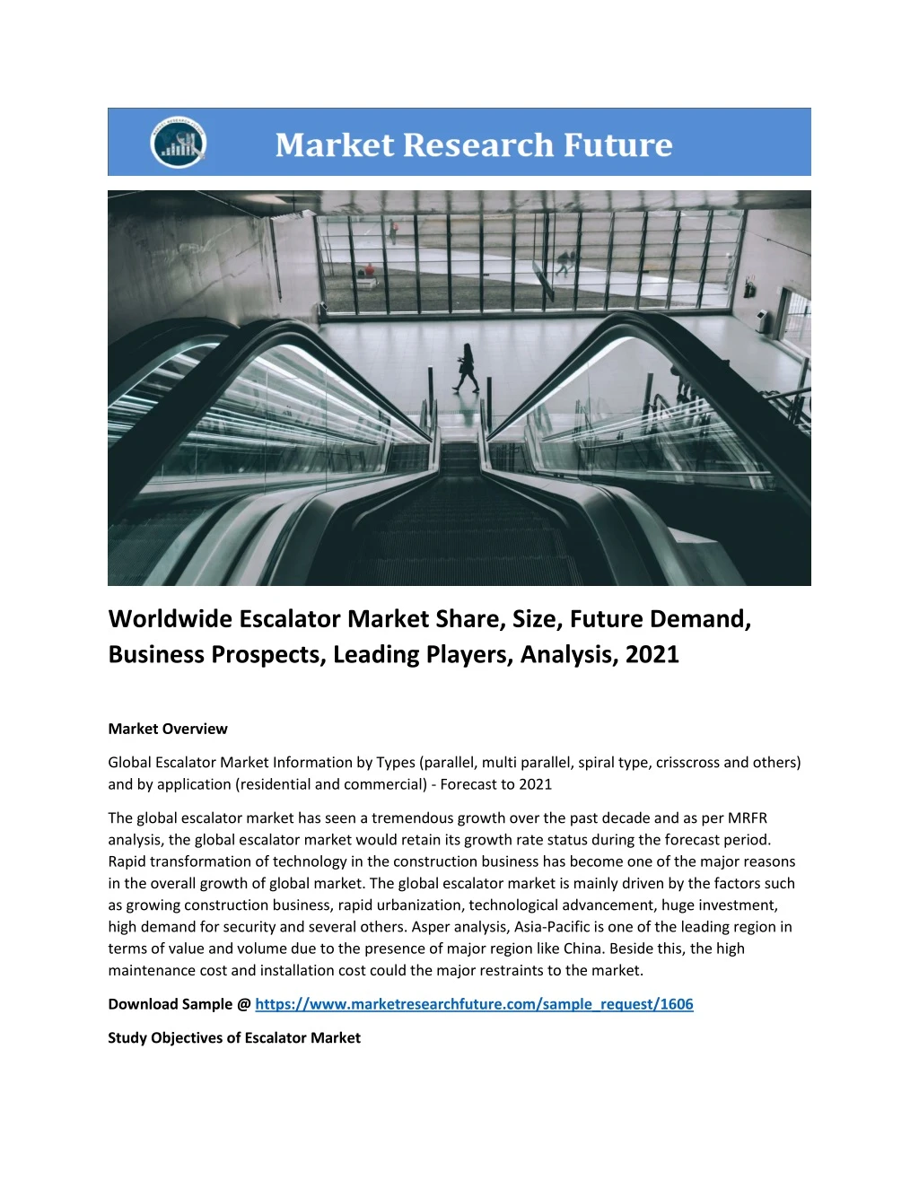 worldwide escalator market share size future