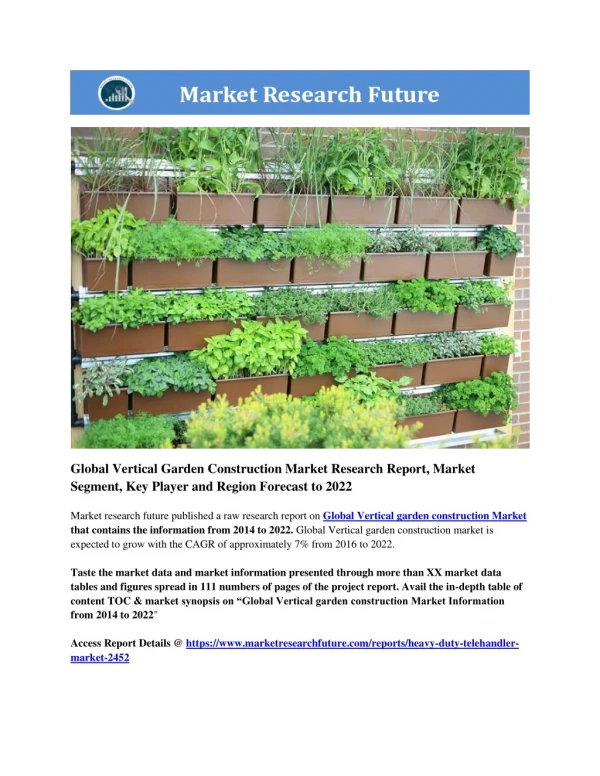 Global Vertical Garden Construction Market Research Report - Forecast to 2023