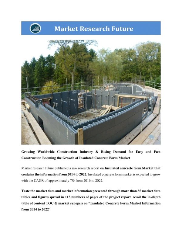 Insulated Concrete Form (ICF) Market Research Report - Global Forecast to 2022