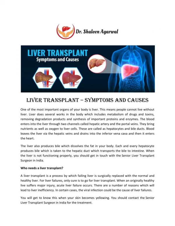 Liver Transplant Symptoms and Causes