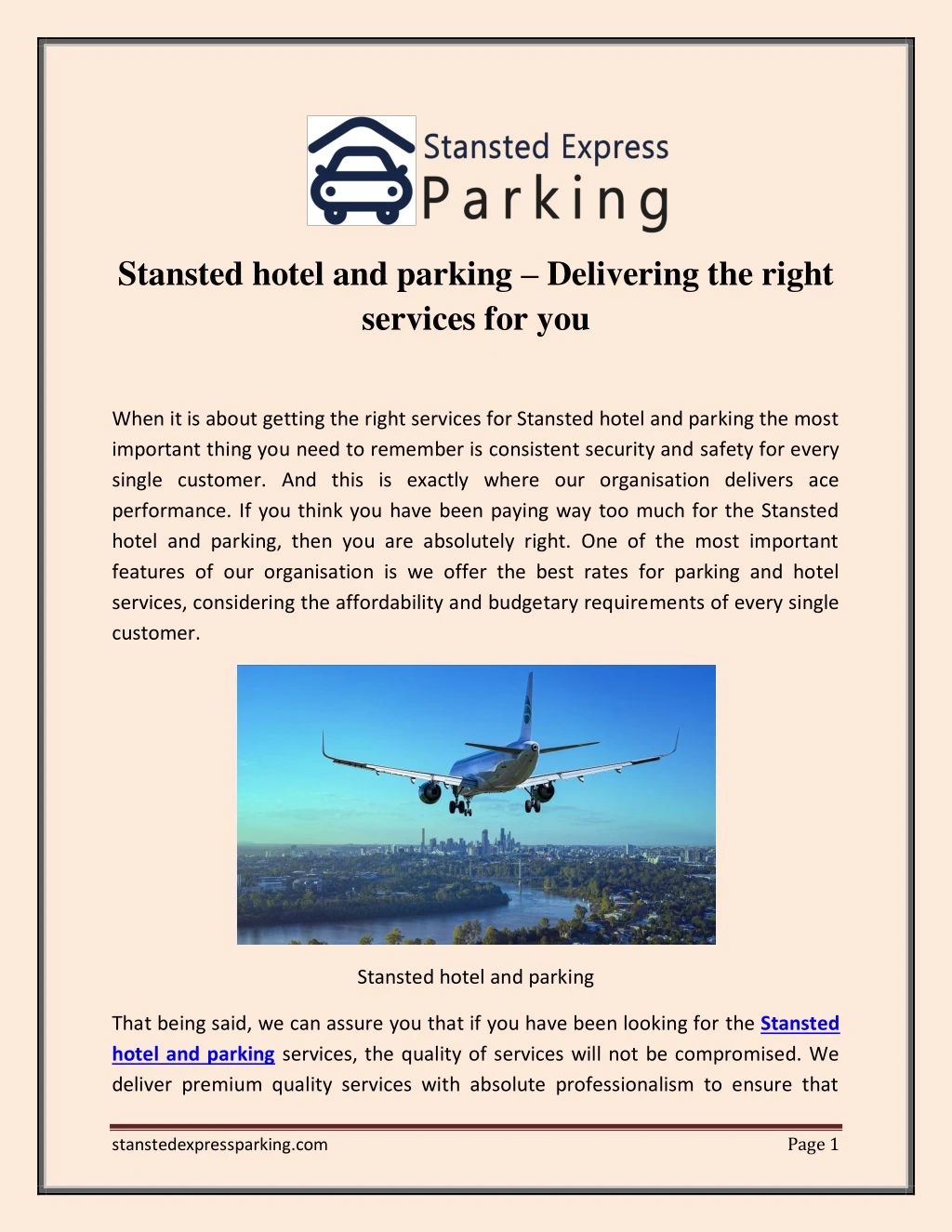 stansted hotel and parking delivering the right
