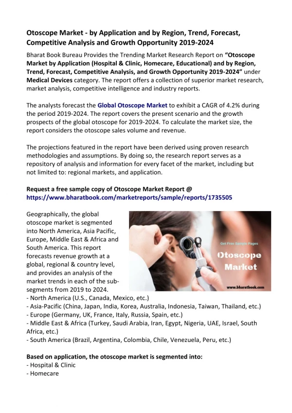 otoscope market by application and by region