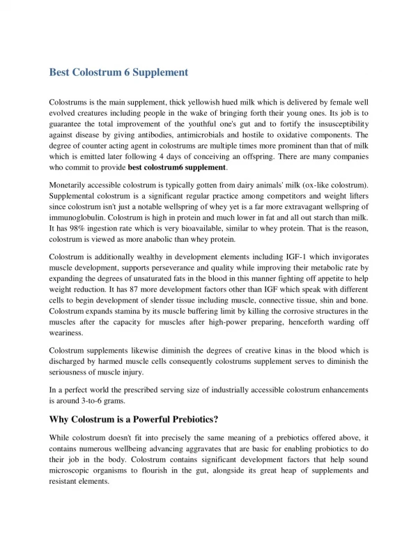 Best Colostrum 6 Supplement