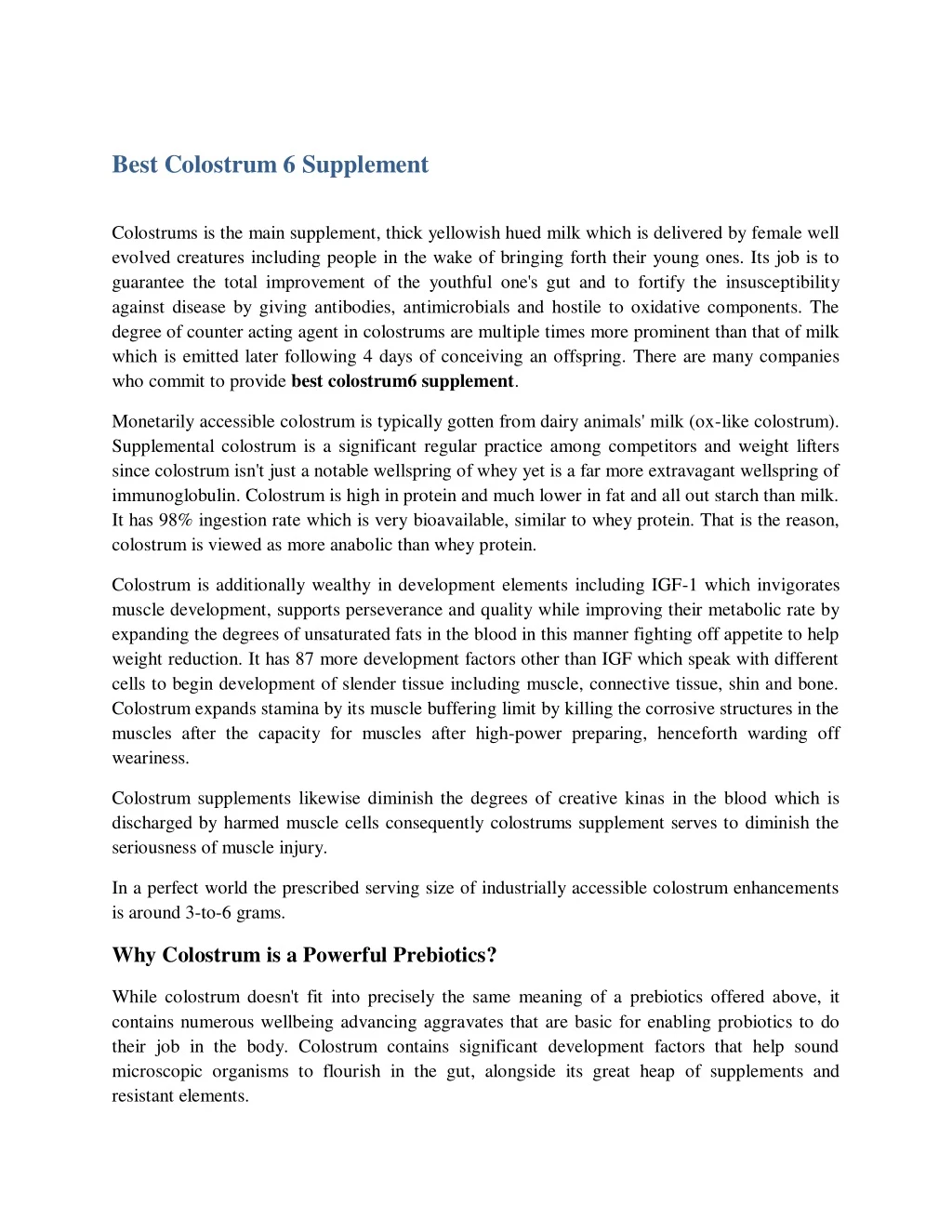 best colostrum 6 supplement