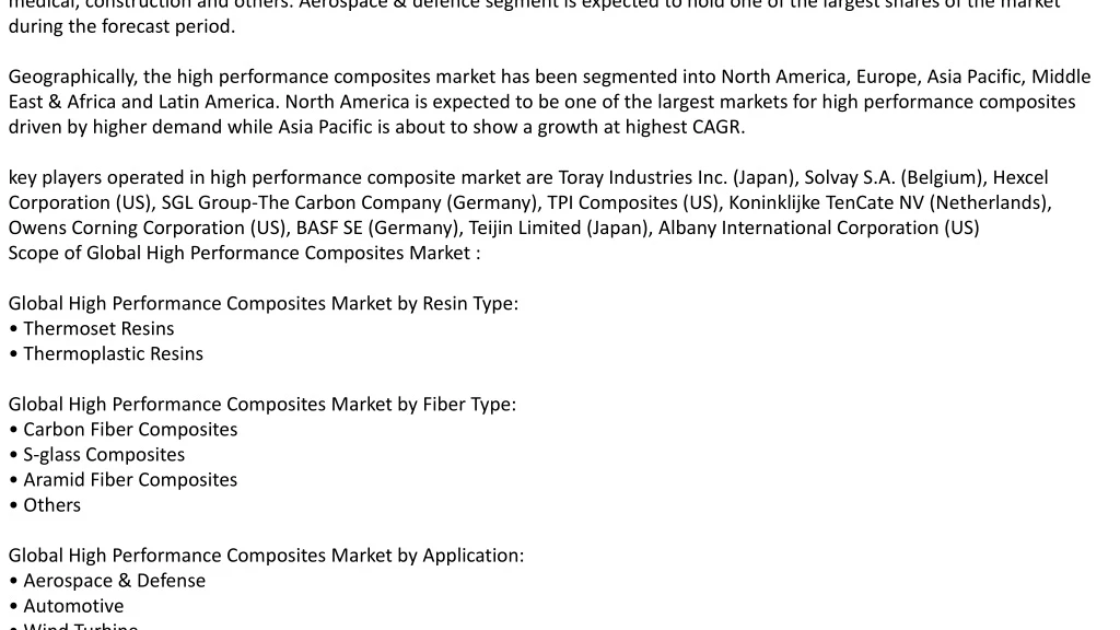 global high performance composites market
