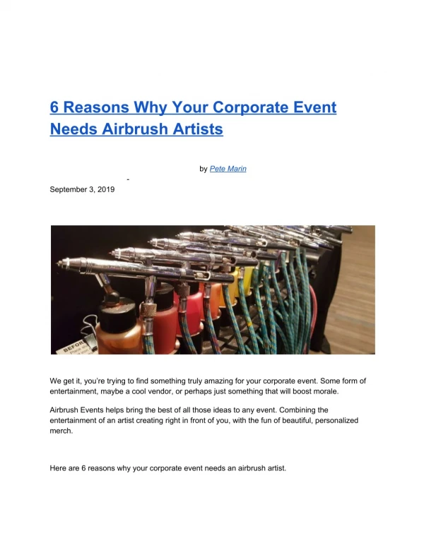 6 Reasons Why Your Corporate Event Needs Airbrush Artists