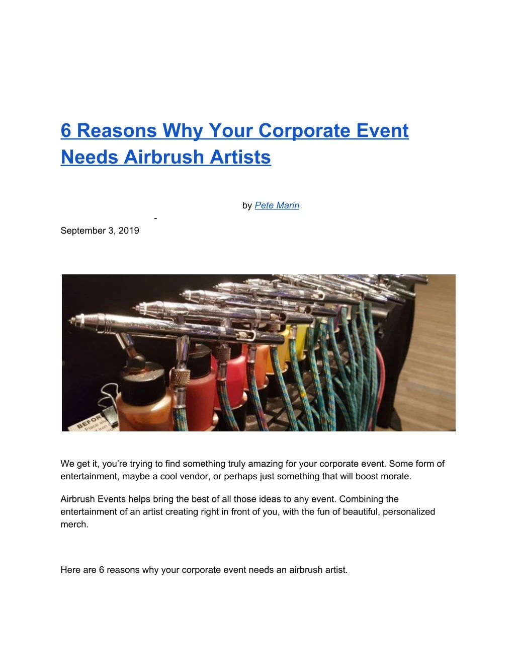 6 reasons why your corporate event needs airbrush