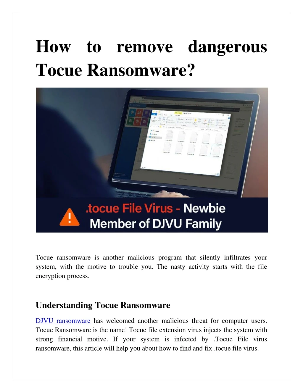 how to remove dangerous tocue ransomware