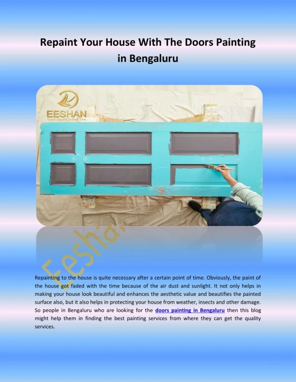 Repaint Your House With The Doors Painting in Bengaluru