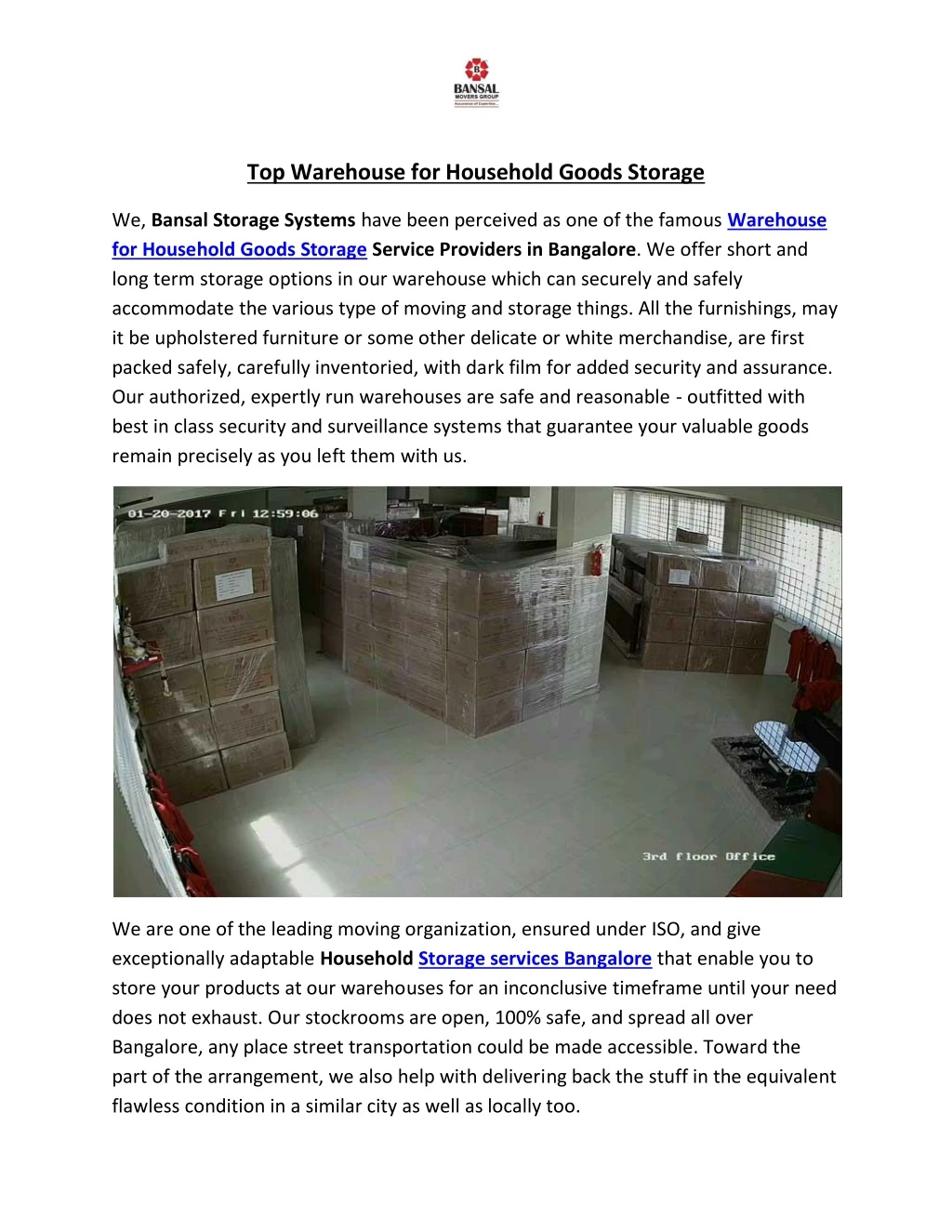 top warehouse for household goods storage