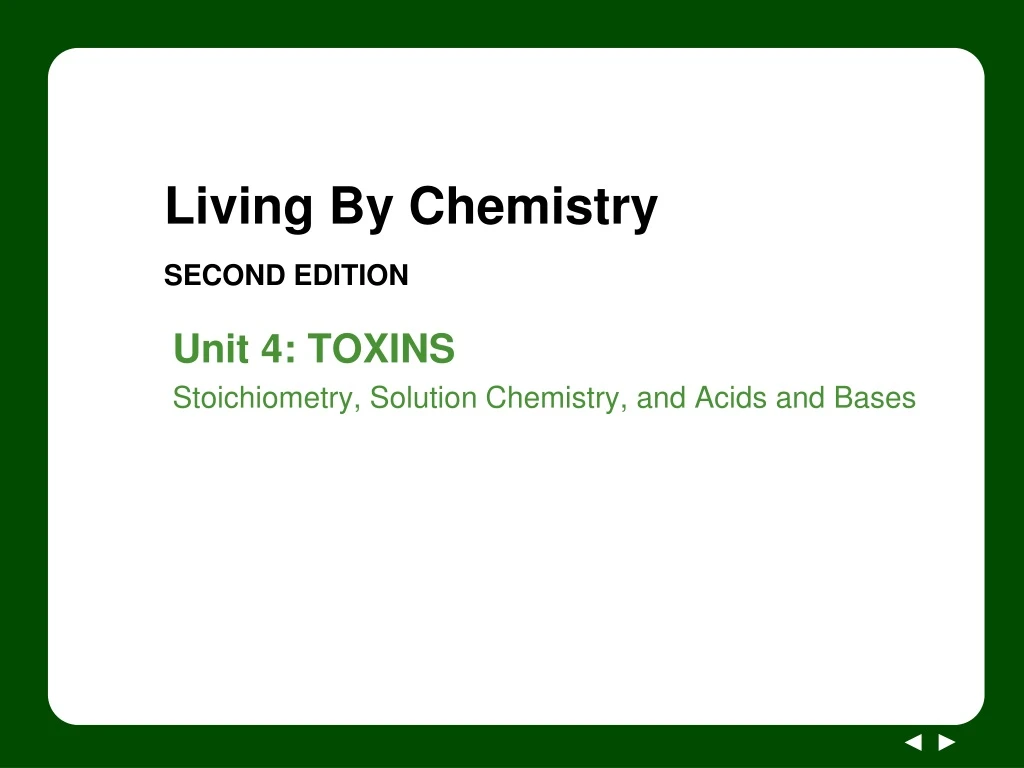 living by chemistry second edition