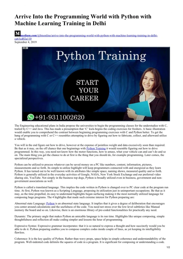 Python with Machine Learning Training in Delhi