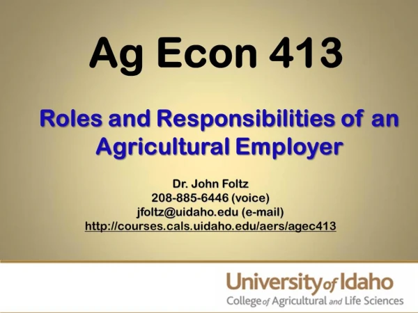 Ag Econ 413