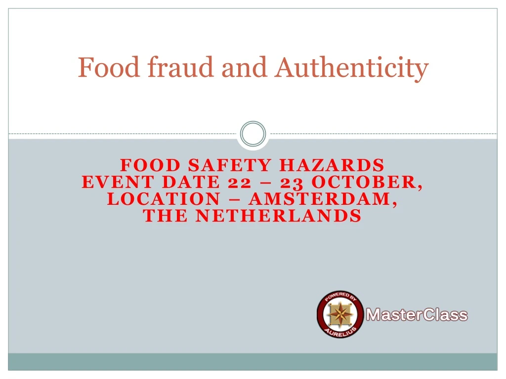 food fraud and authenticity