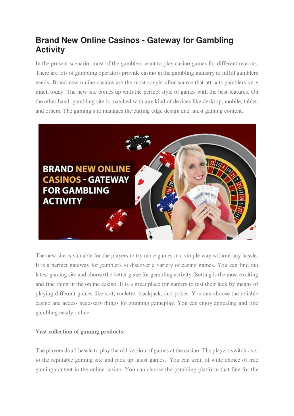 brand new online casinos gateway for gambling
