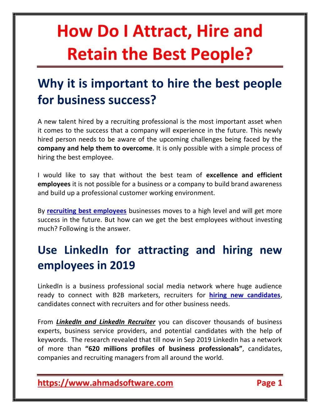 how do i attract hire and retain the best people
