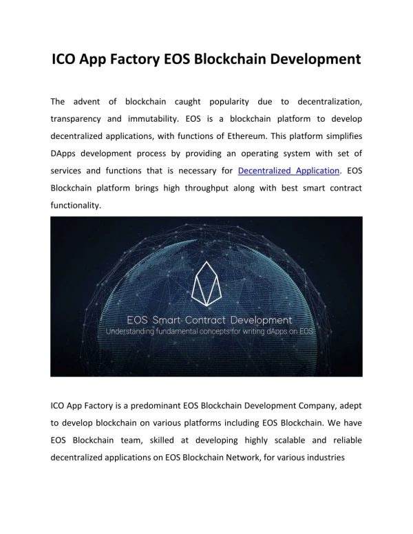 ICO App Factory EOS Blockchain Development