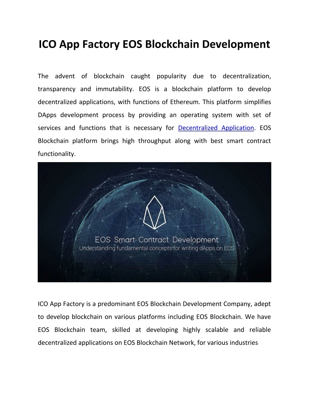 ico app factory eos blockchain development